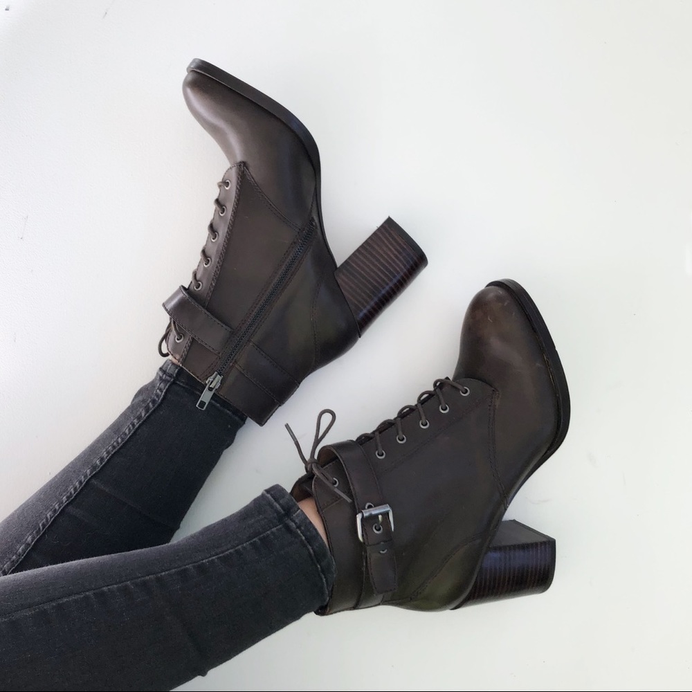 Bettye Muller Ozone Leather Buckle Ankle Booties